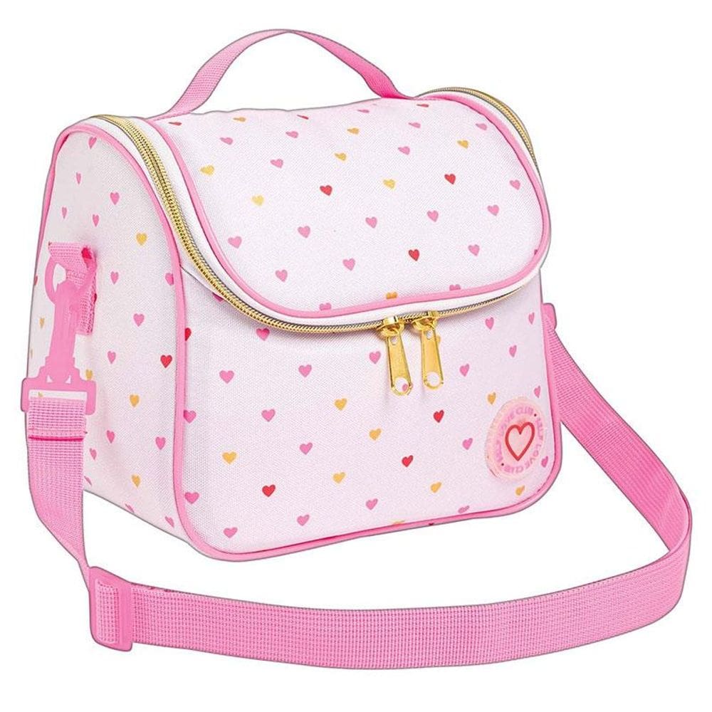 Lancheira Tiracolo Escolar Académie Coração Metalizado Rosa - Tilibra