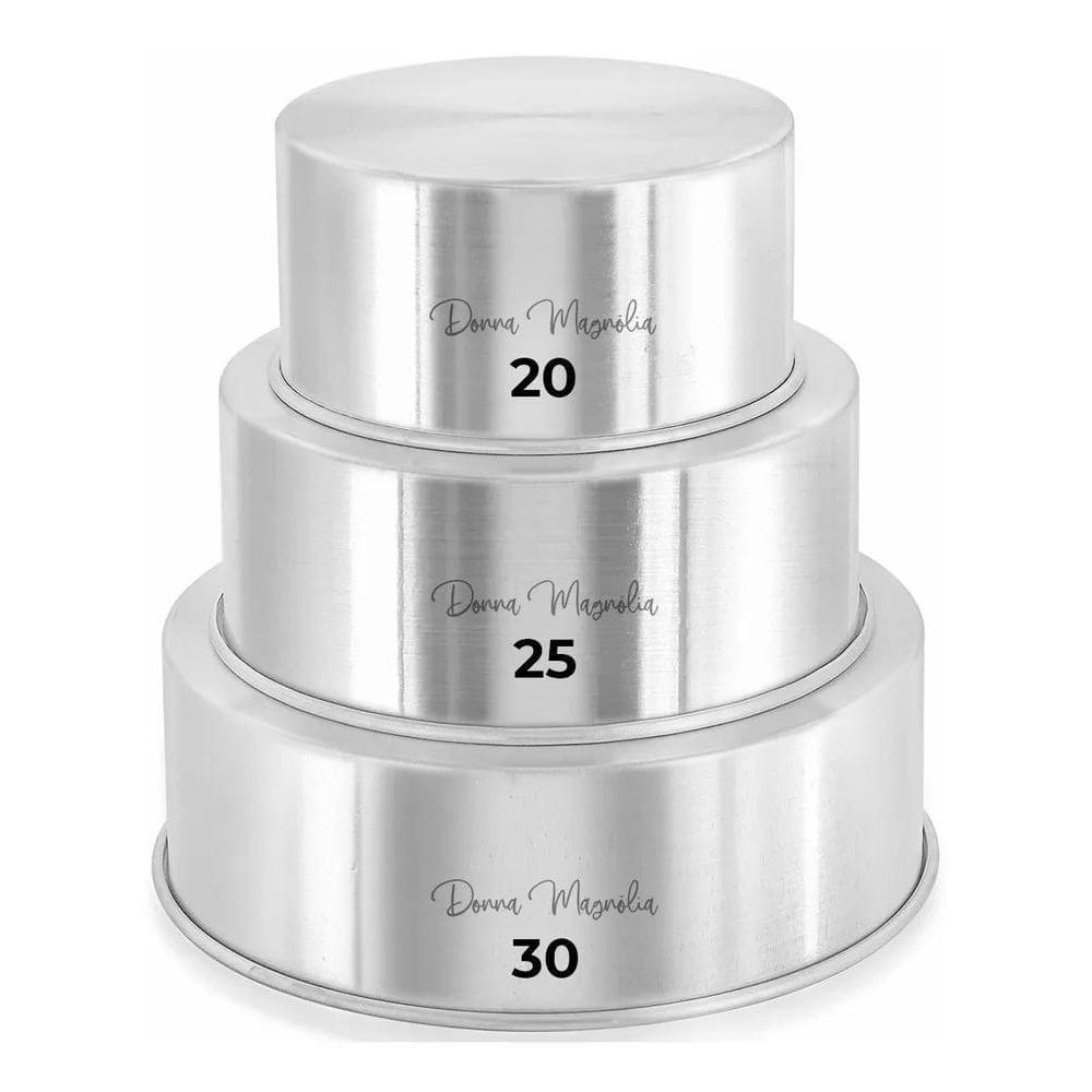 Jogo 3 Forma Assadeira Bolo Redonda Alta 20-25-30 F46