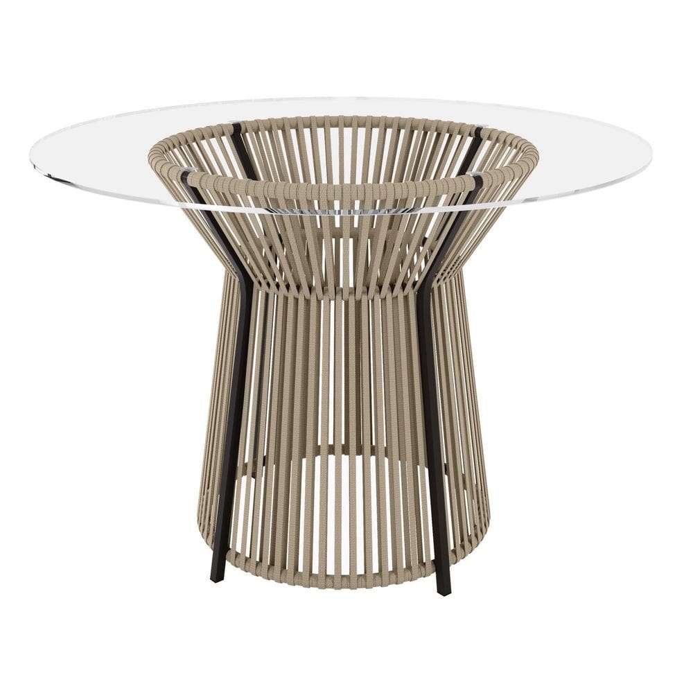 Mesa Redonda com Tampo de Vidro 120cm Valencia Preto/Rami