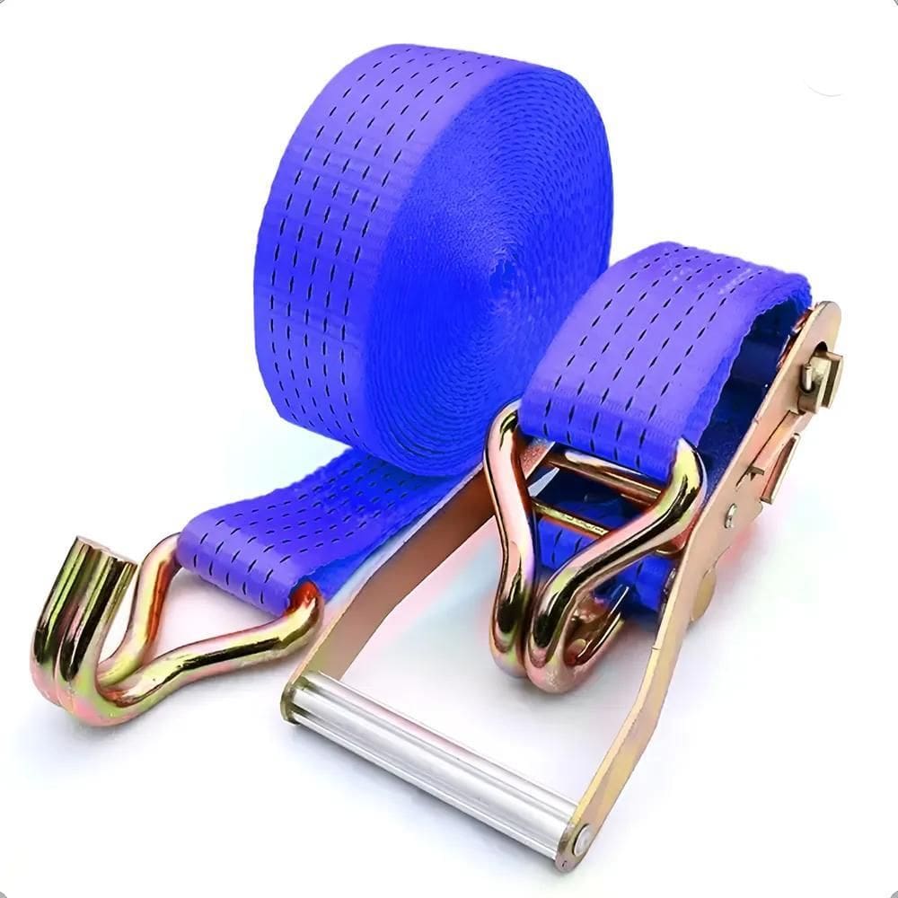 Kit Catraca E Cinta 9M 50Mm Gancho J 5 Ton Camin Azul