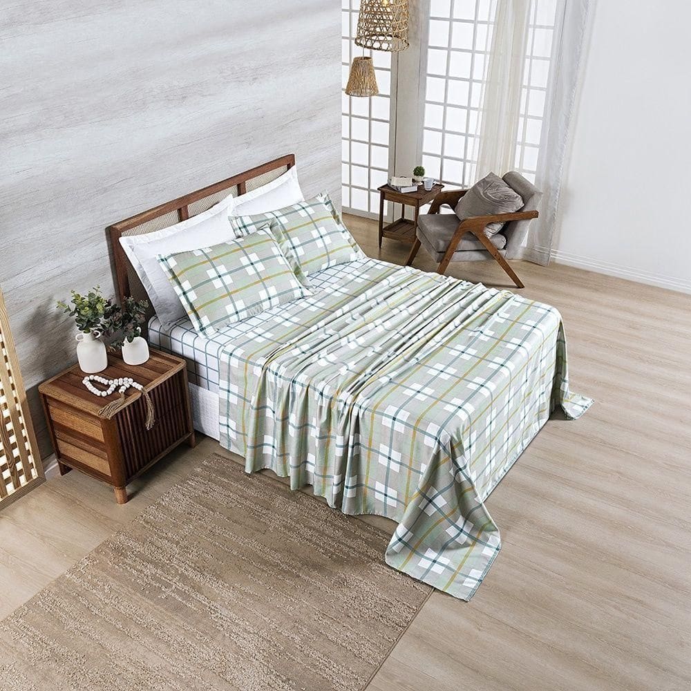 Jogo De Cama Afeto 400 Fios Casal Padrão 04 Peças 100% Poliéster - Adria