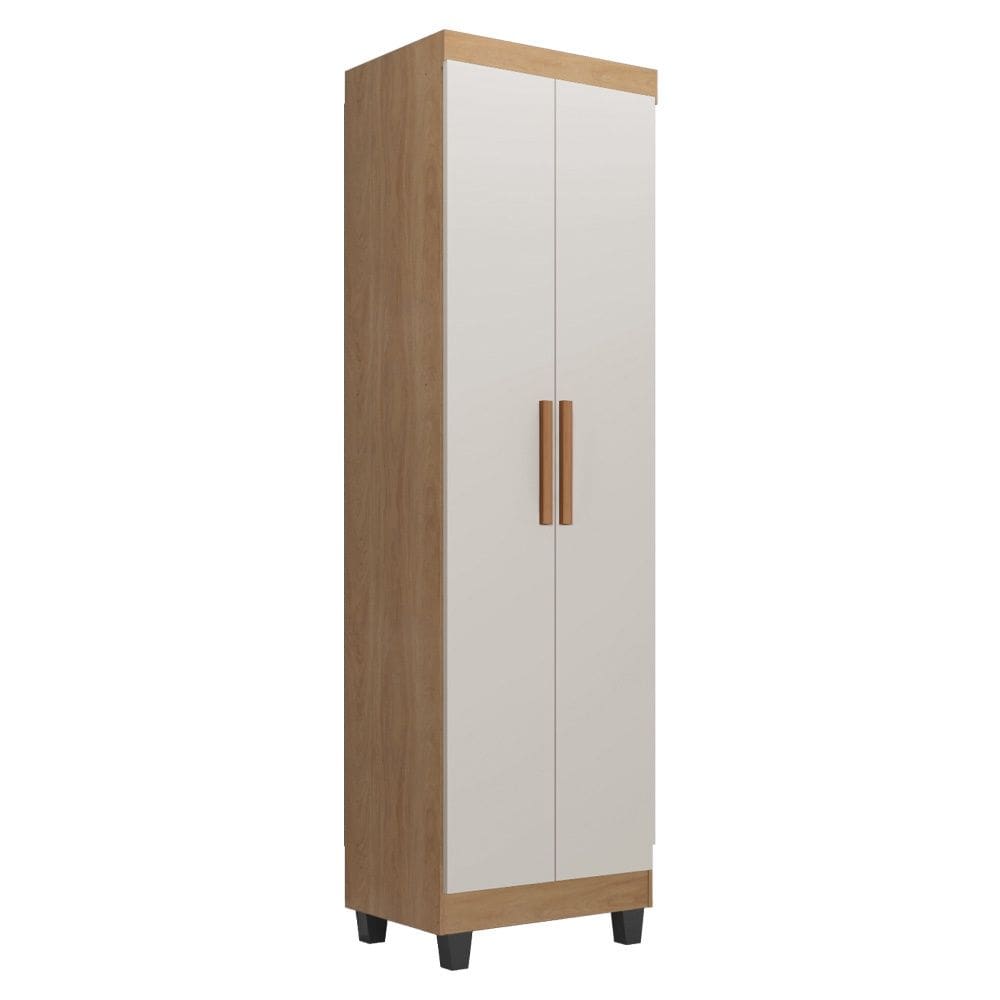 Armário Multiuso Lite 30651 com 2 Portas e 3 Prateleiras - Nature/Off White Móveis Leão