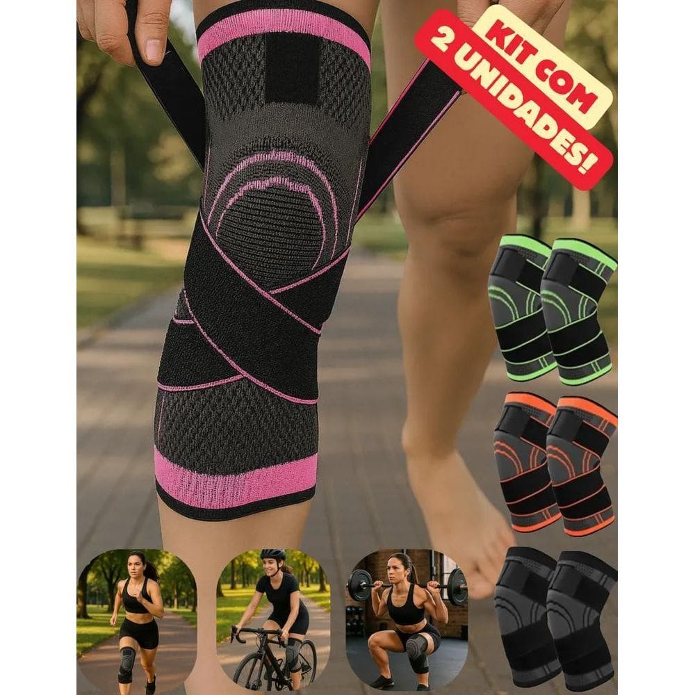 Kit Joelheira Protetora Esportiva Faixa Compressão Ajustá Ro