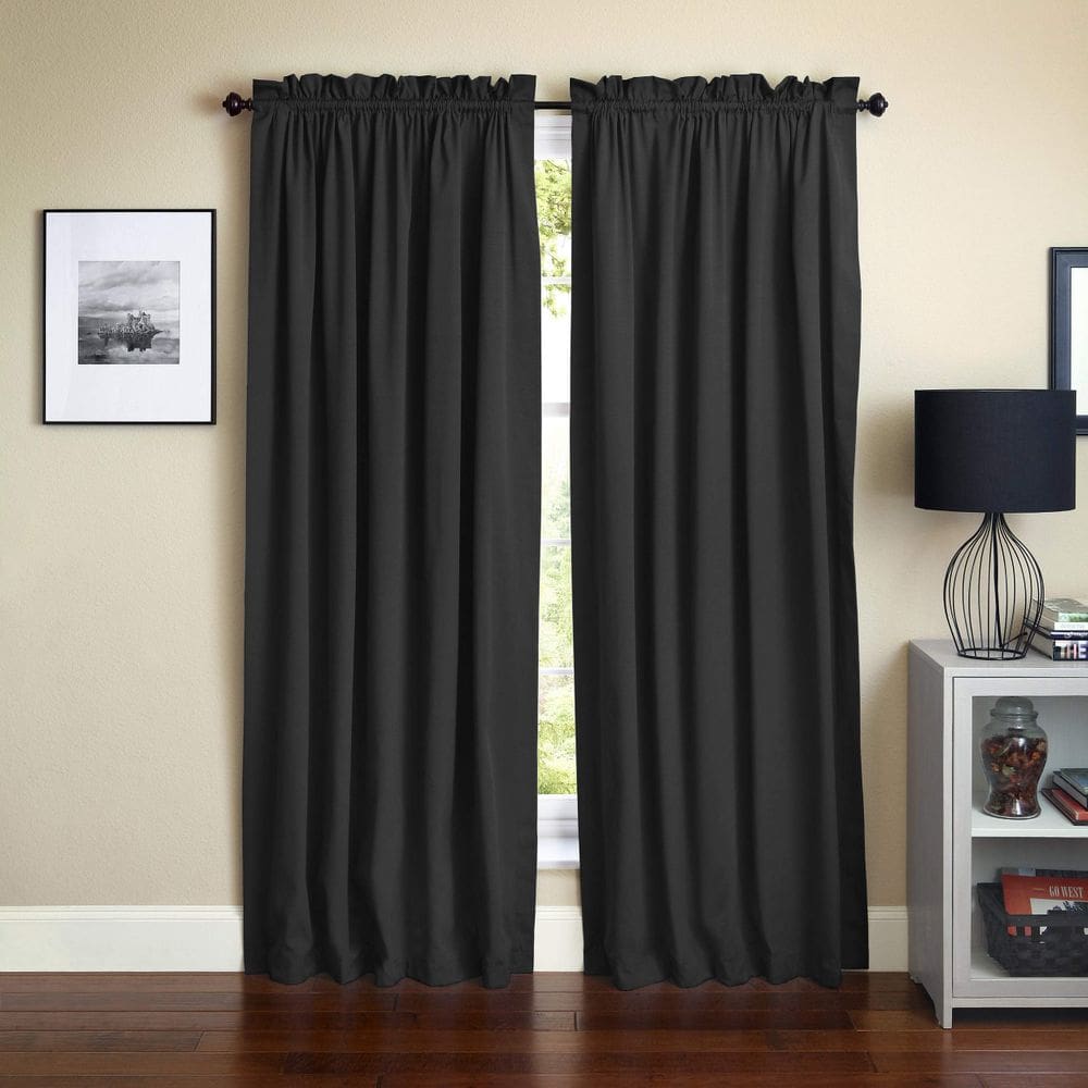 Painéis de cortina Blazing Needles 274x132 cm Room Darkening Black