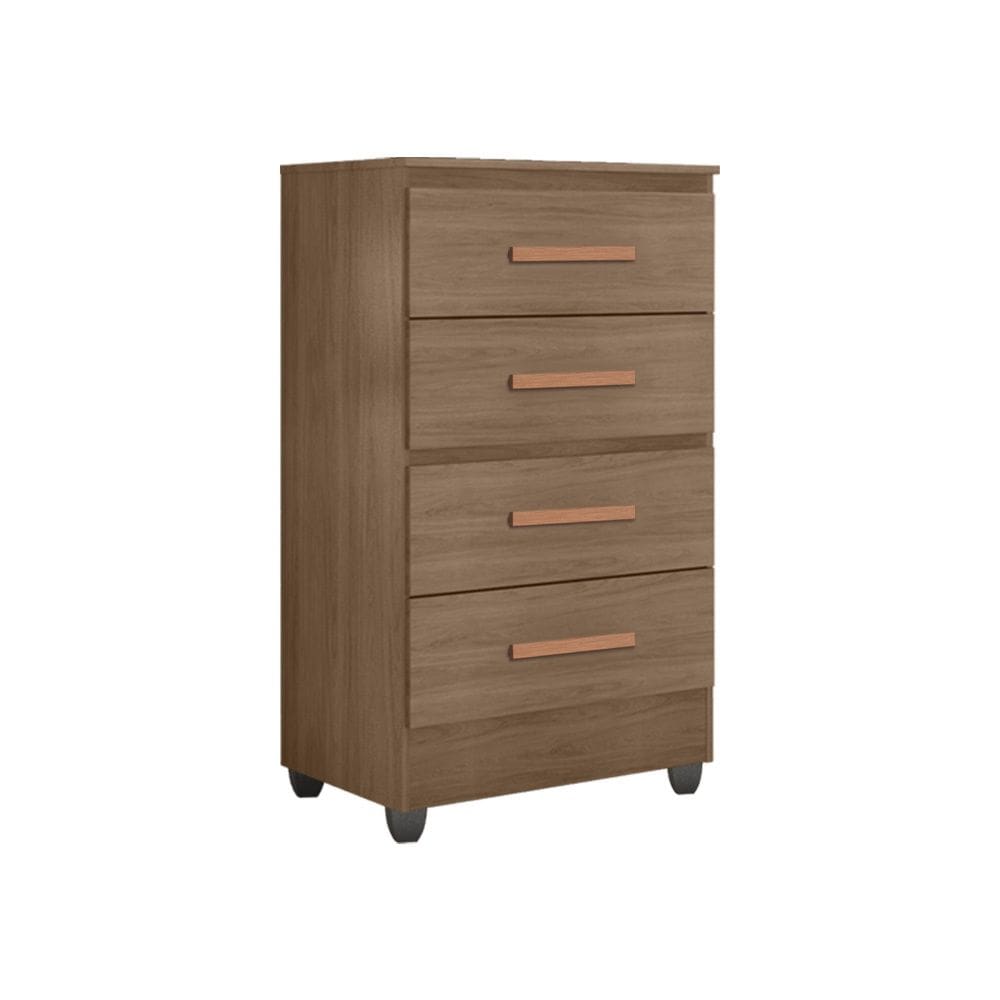 Comoda 04 Gavetas Lite com Pés - Carvalho Oak Móveis Leão