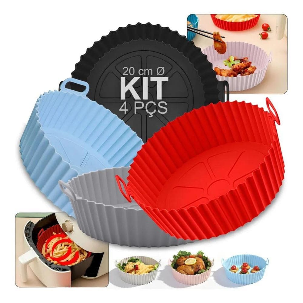 Kit 4 Forro Air Fryer De Silicone Reutilizável Antiaderente