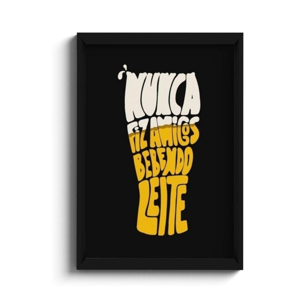 Quadro Porta Tampinhas Nunca Fiz Amigos Bebendo Leite 28X38