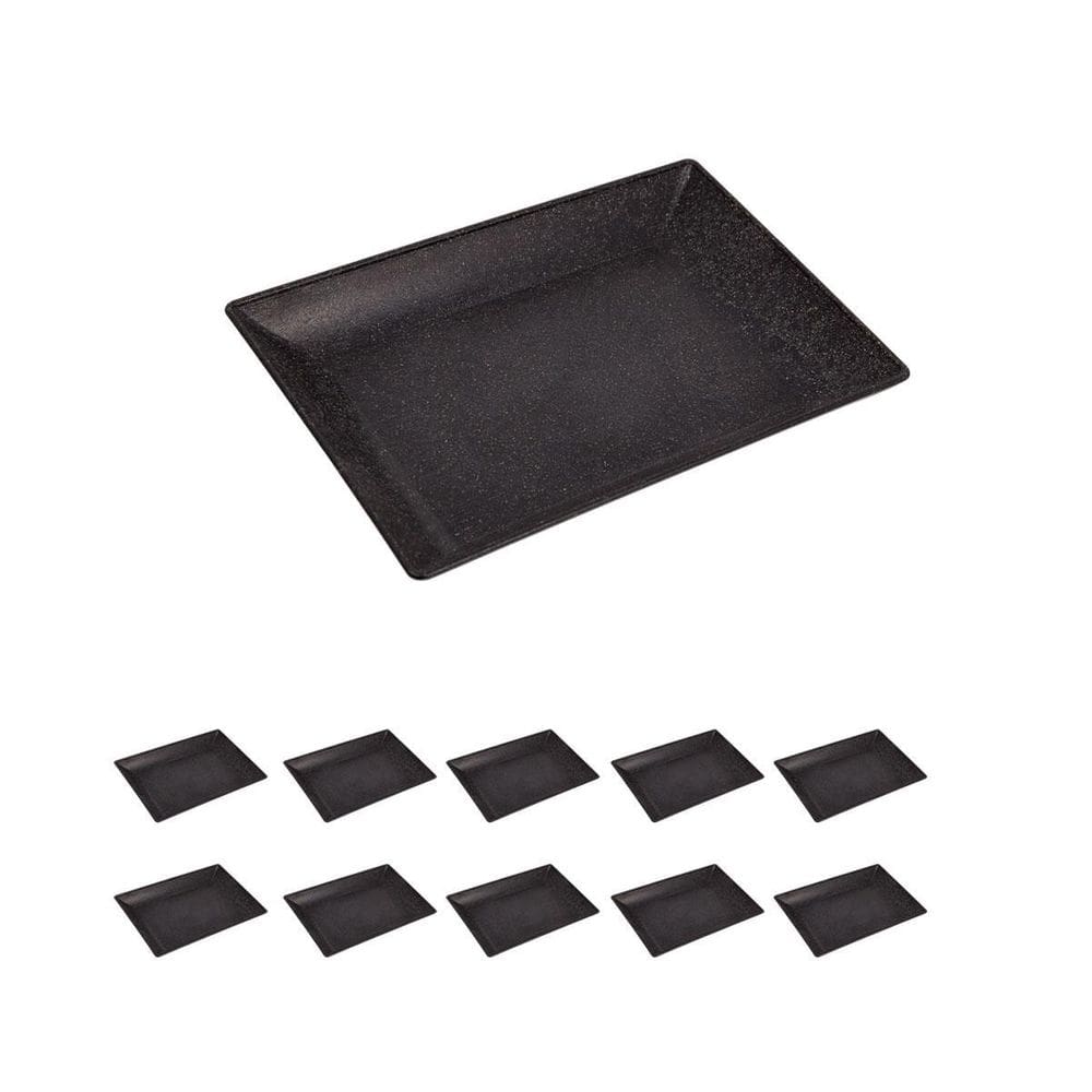 10Un Petisqueira Travessa Retangular 24Cm Preto