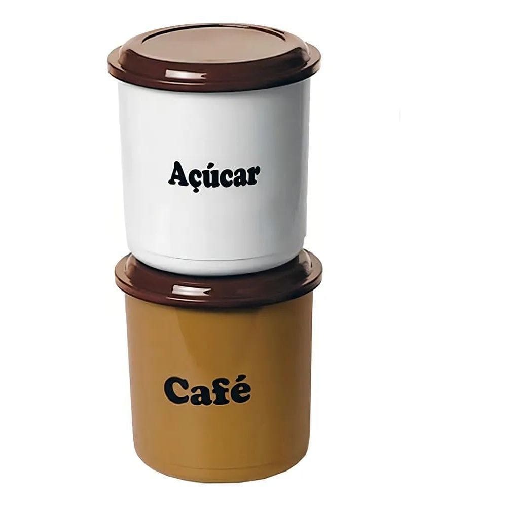 Conjunto De Potes Porta Mantimentos Café E Açúcar 1,3 Litros