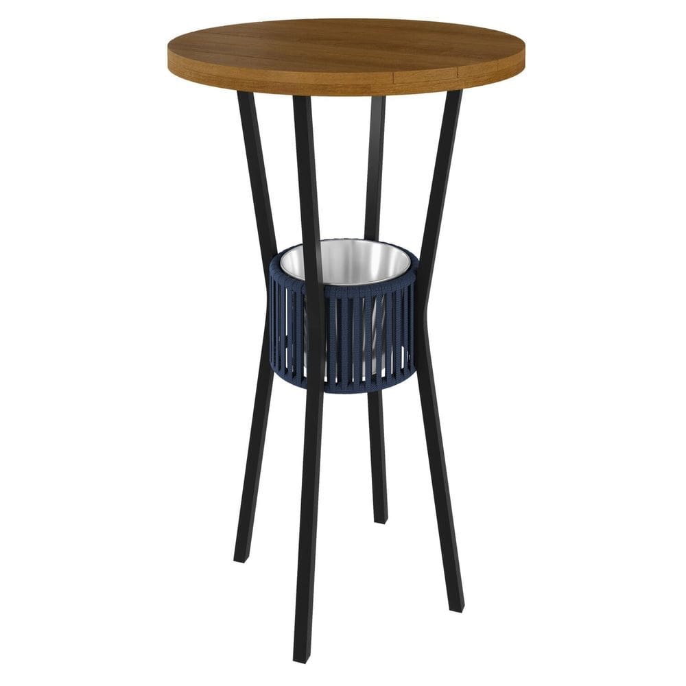 Mesa Bistrô com Porta Gelo Bar 70cm Madeira Maciça Azul/Cinamomo