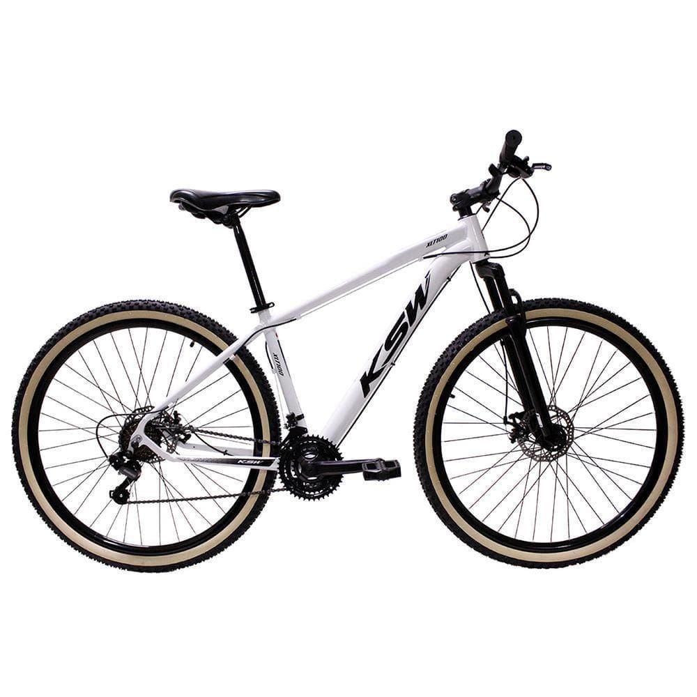 Bicicleta Aro 29 Ksw 21 Marchas Alumínio Cambio Shimano Freio A Disco - Branco -ad Preto - 19 Branco -ad Preto