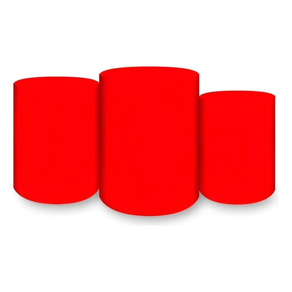 Trio Capas De Cilindro Sublimado Liso Em Vermelho