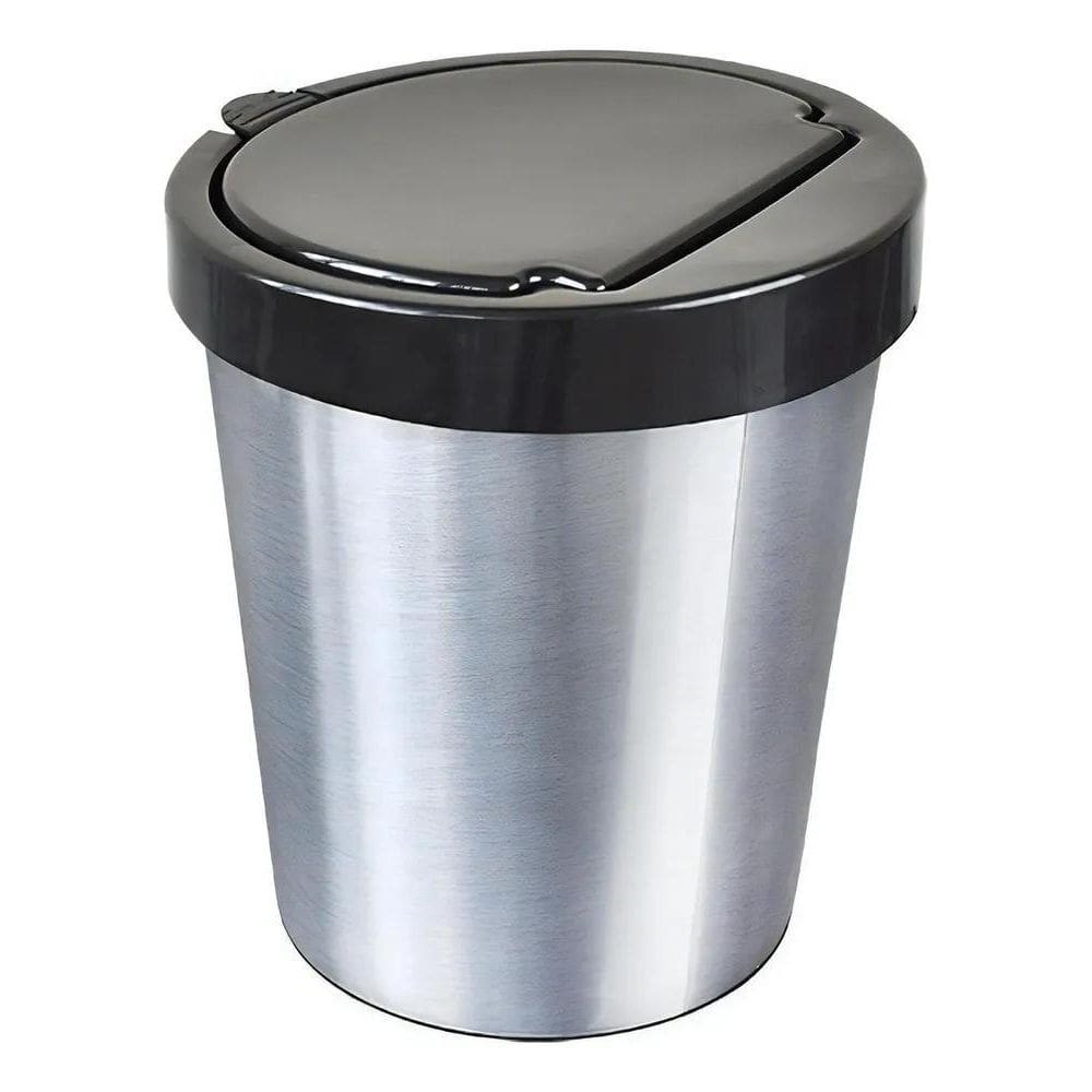 10X Lixeira Cesto Redonda 10 Litros Inox Tampa Click Label