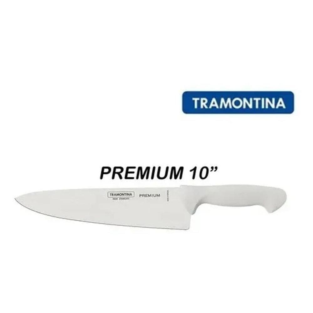 2X Faca Carne Chef Inox Cabo Branco 10`` Premium - Tramontin