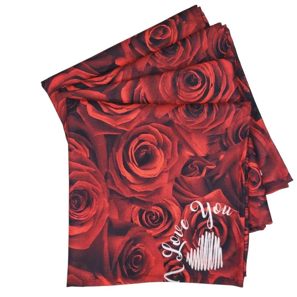 Kit 4 Guardanapos De Tecido I Love You 40Cmx40Cm