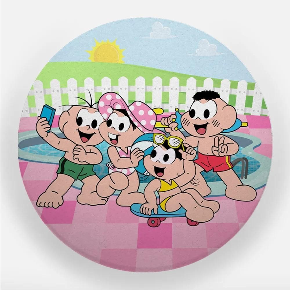 Painel De Festa Redondo Tecido 1, Turma Da Monica 01