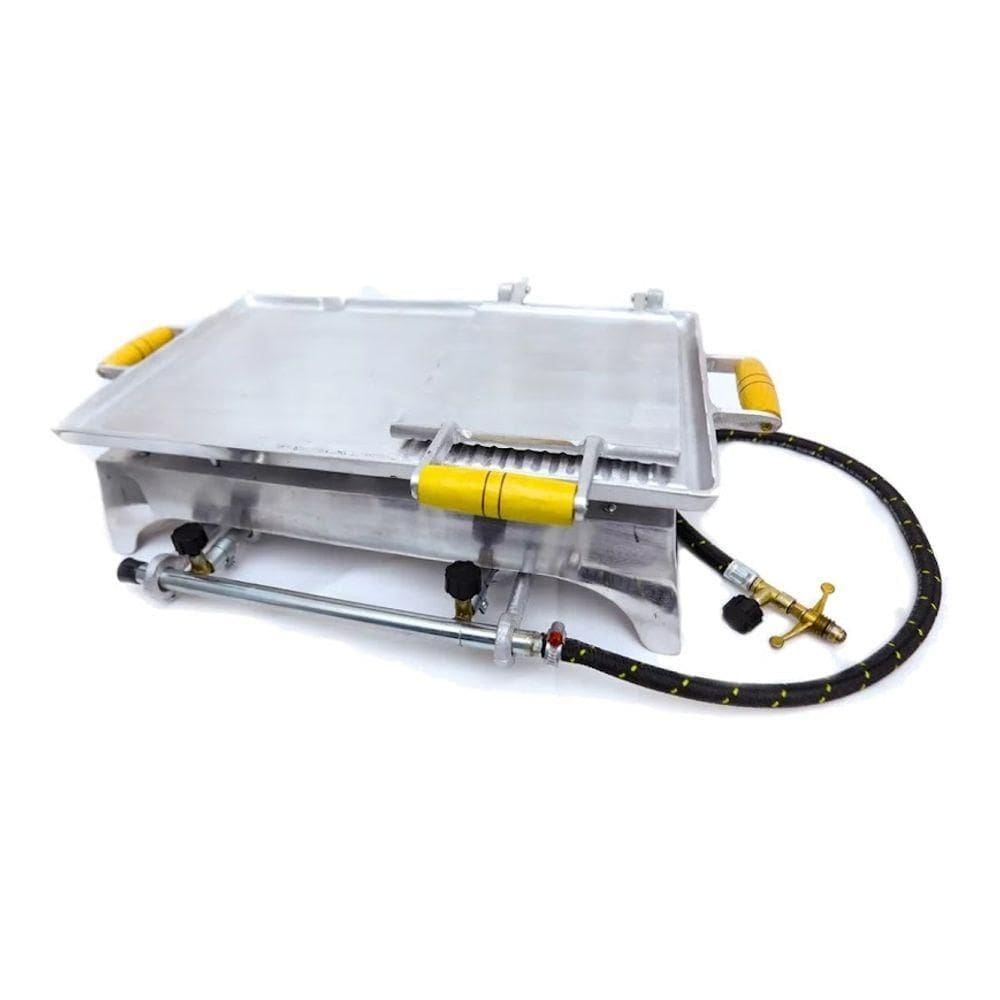 Chapa Churrasqueira Lanche Com Prensa Alumínio Fogão 2 Bocas