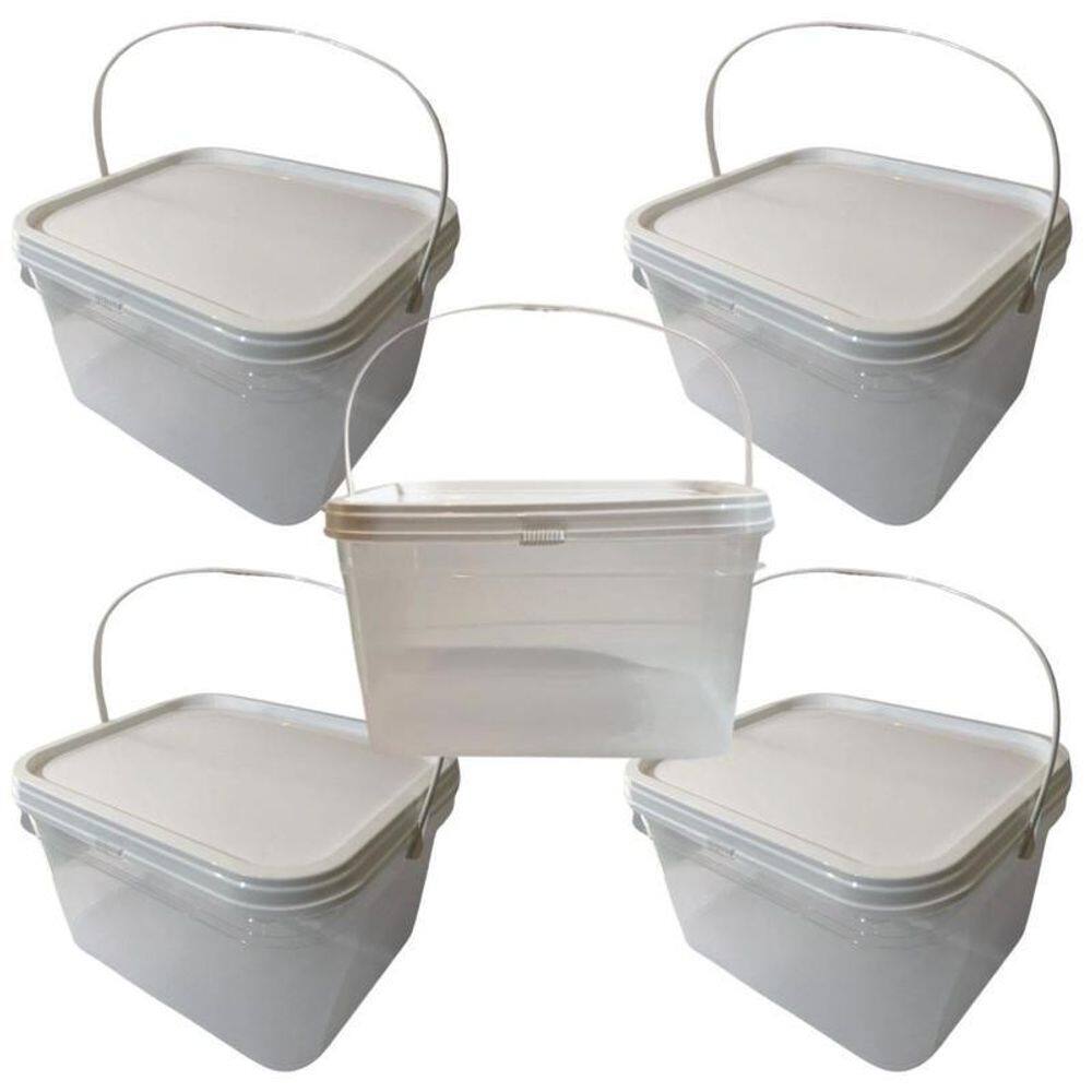 Balde Alça Plastica Pe Transparente 2.4L-Kit 5 Pçs