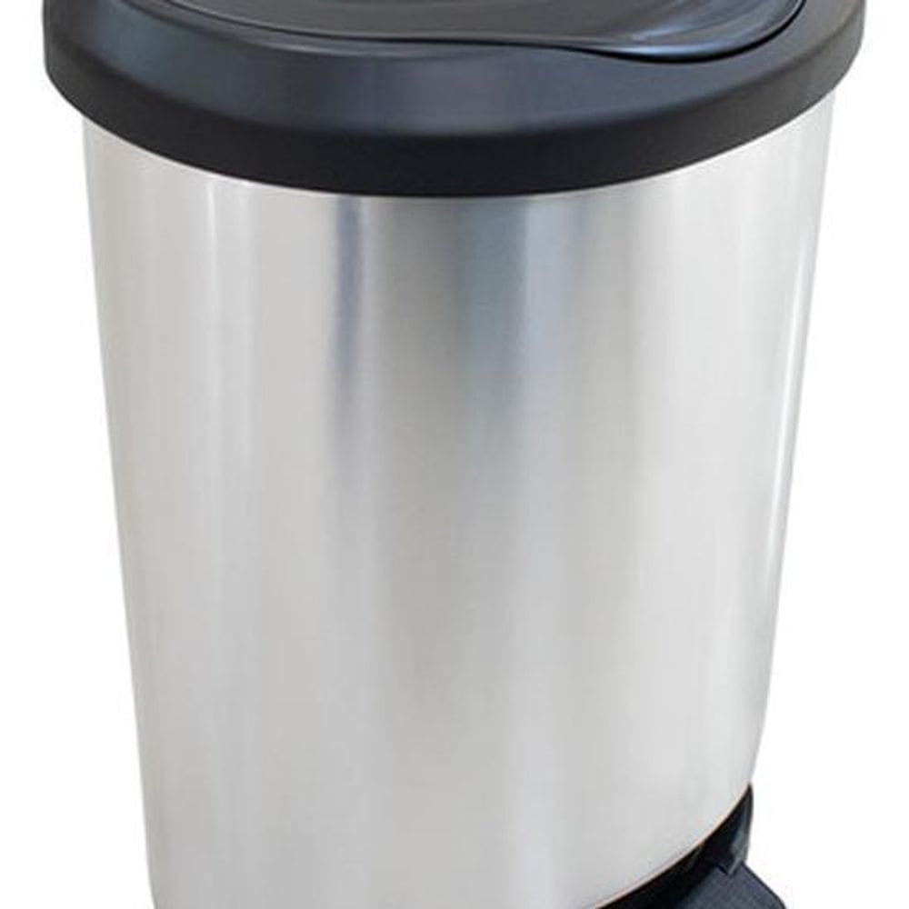 Lixeira De Piso Oval Inox Com Pedal 45L 62X41X33Cm