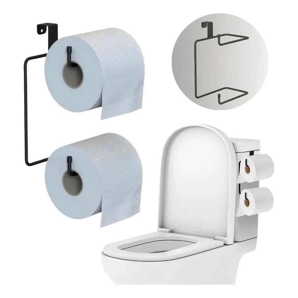 Porta Papel Higiênico Suporte Preto Banheiro Papeleira Para