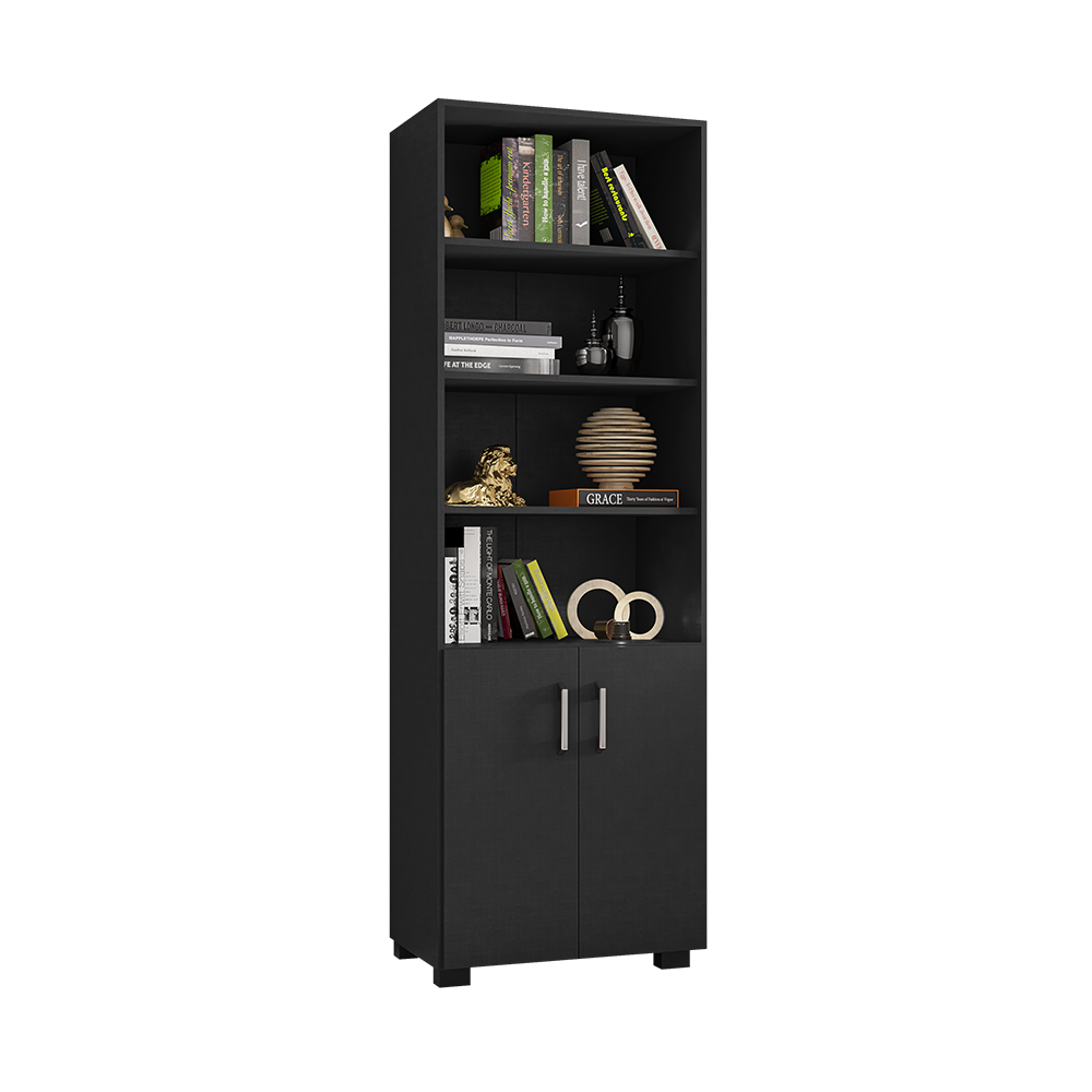 Livreiro Multiuso 2 portas Pequenas - Preto Móveis Leão