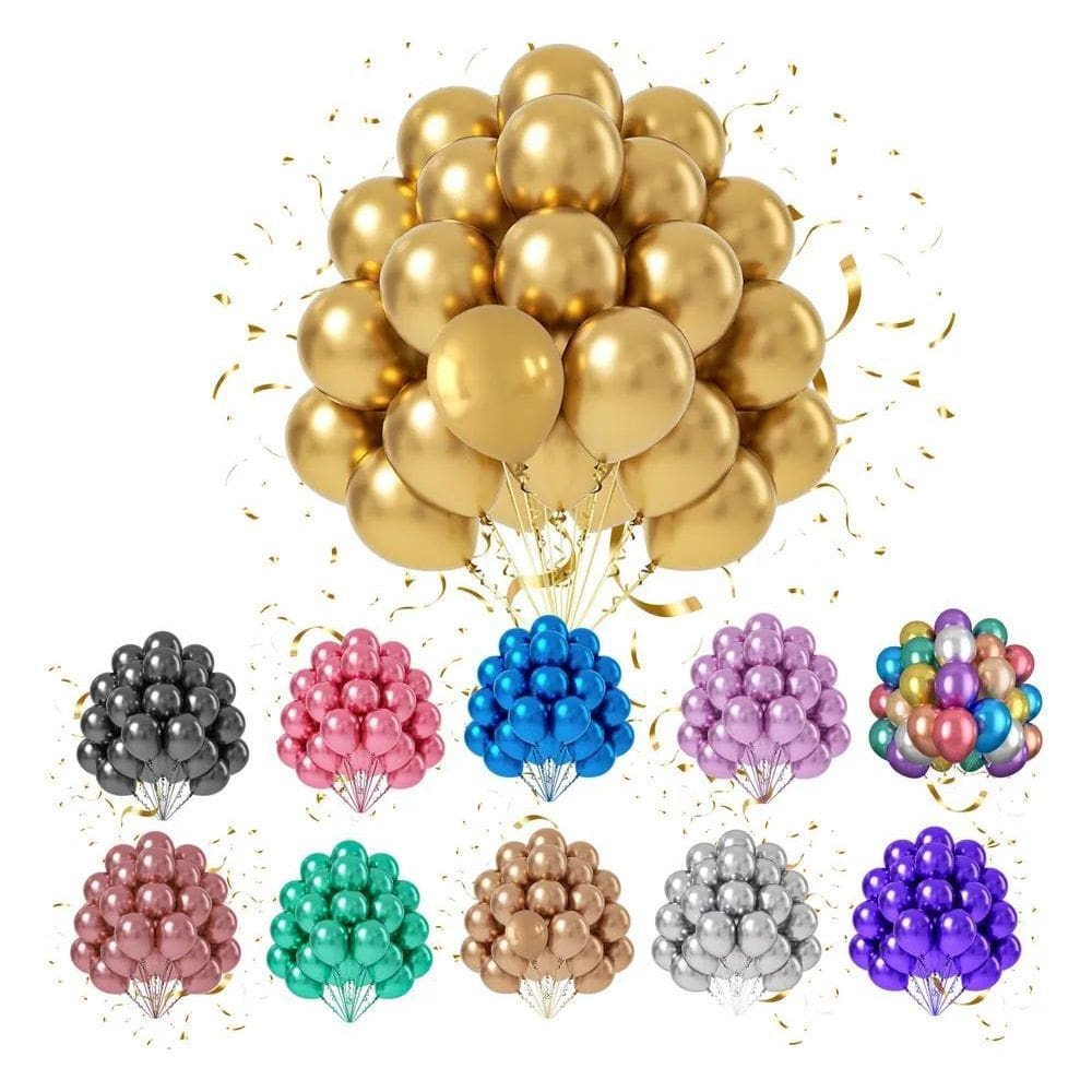 Kit 50 Un Balão Metalizado Bexiga Nº10 Festa Anive Dourado