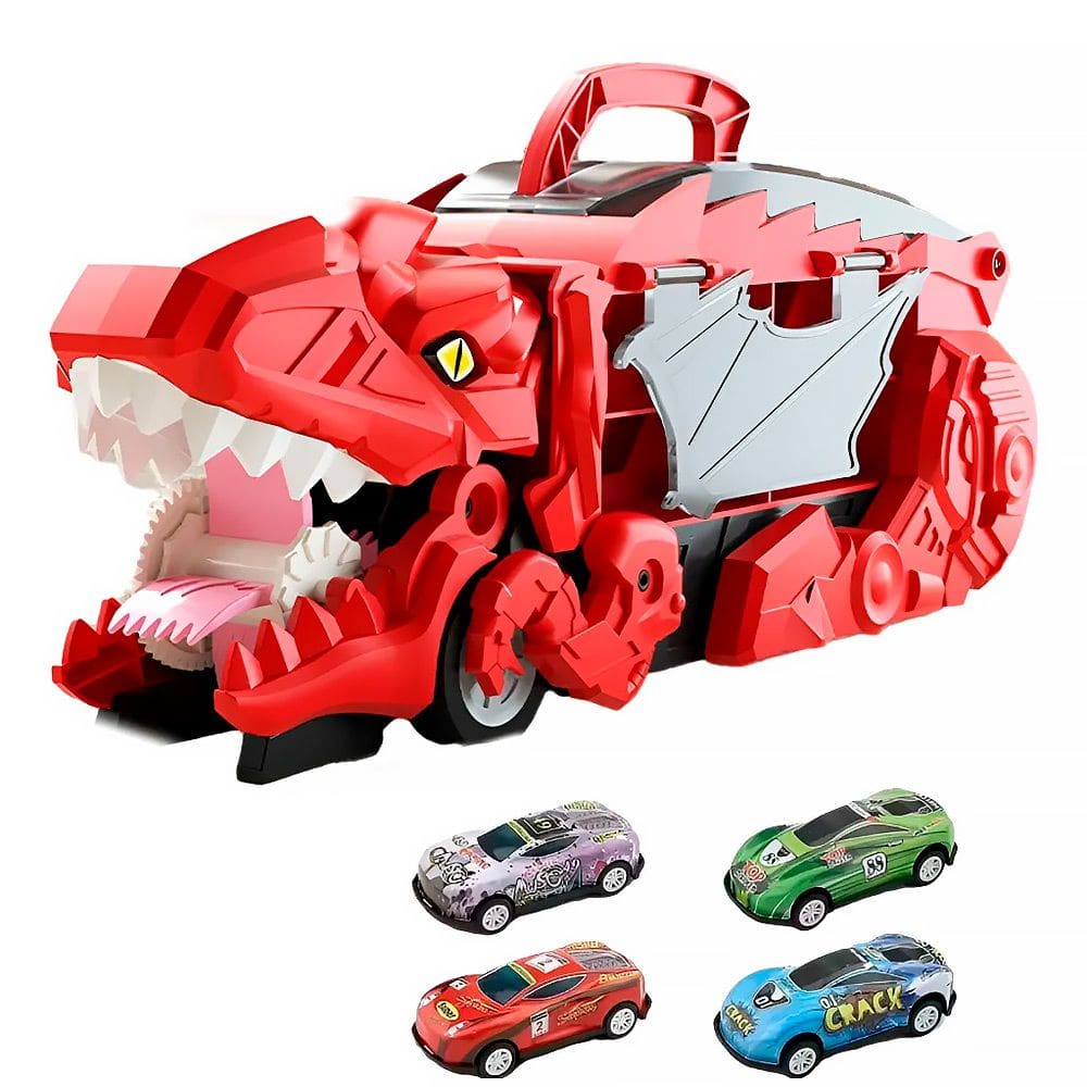 Caminhão Cegonha Dino Devourer 2 em 1 com 3 Carrinhos e Pista Maleta Y2126A - Dorémi