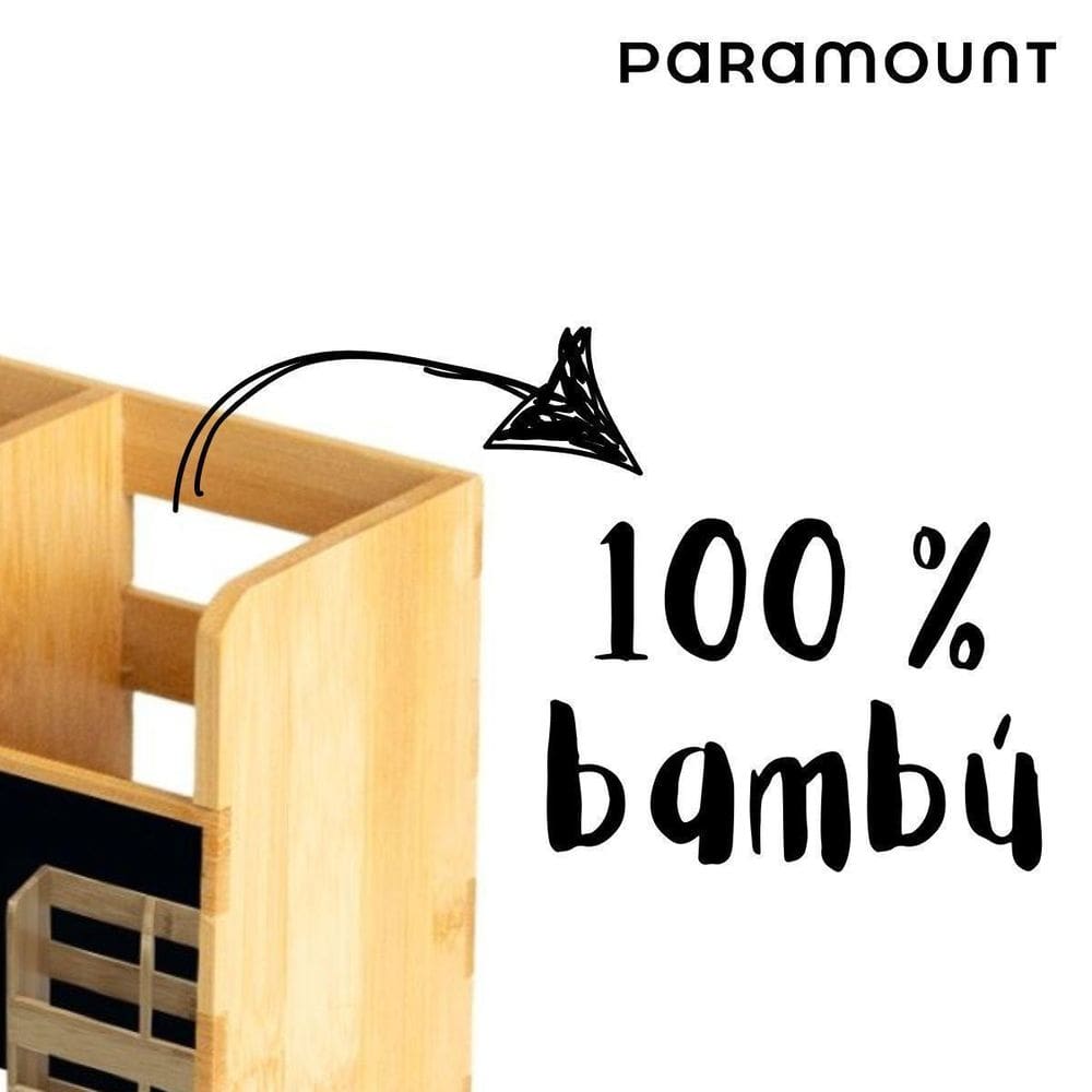 Porta Talheres 100% Bambú Paramount 16X13X8 Cm