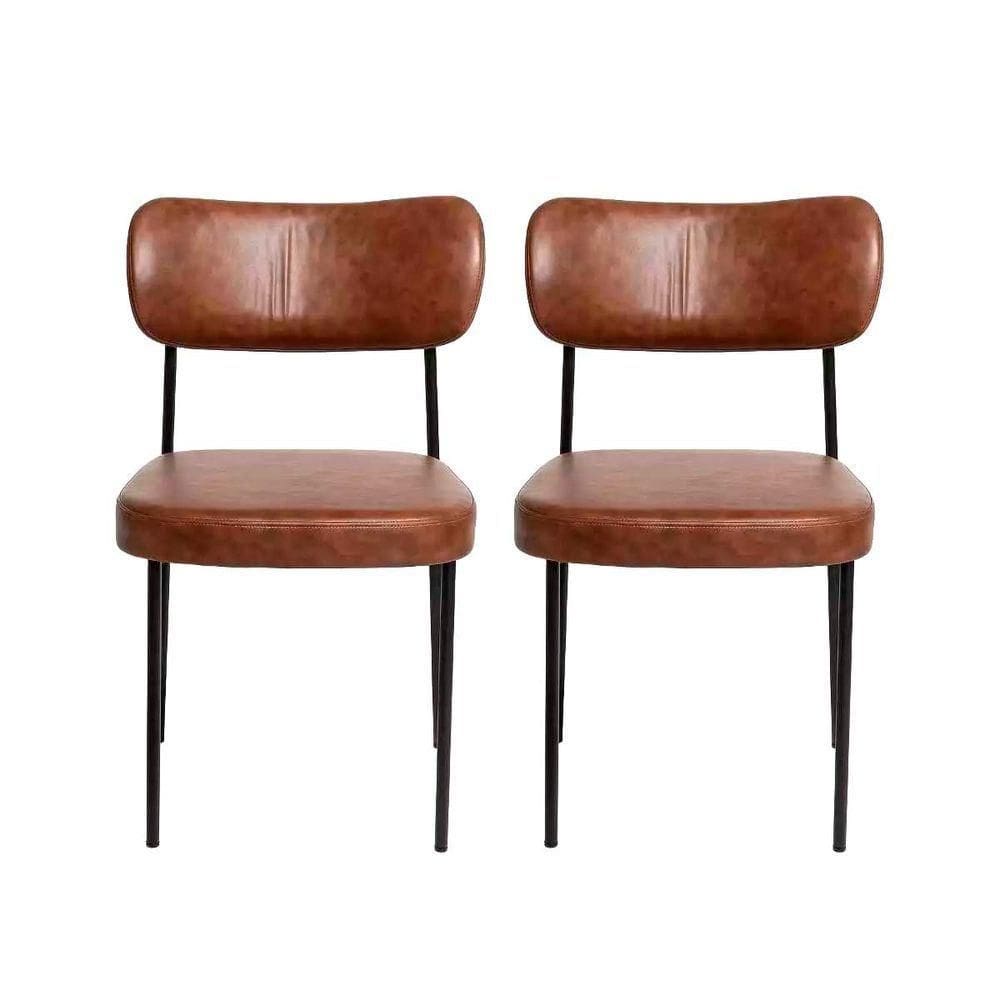 2 Cadeira Sala De Jantar Pés Em Aço Verona Sintetico Ds Home Sintético Whisky