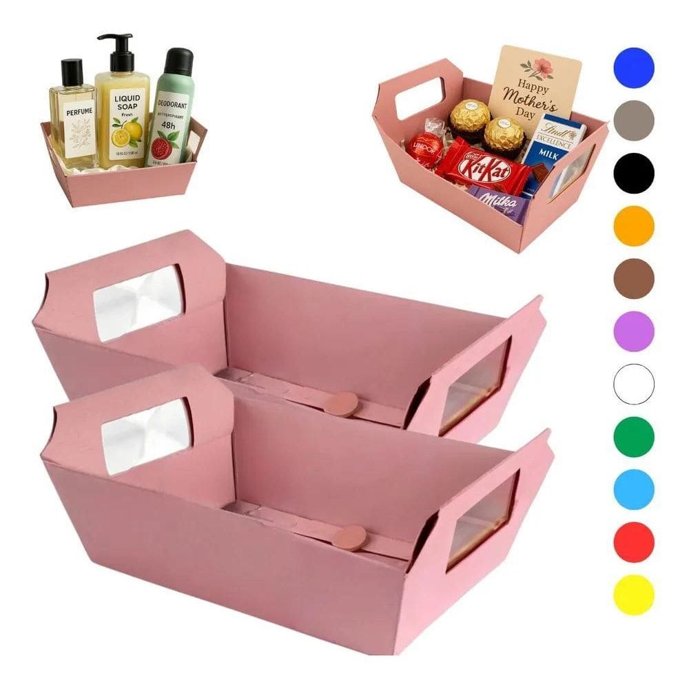 Cesta De Papel - Cartão Cores C/10 Unidades - 18X12X Rosa