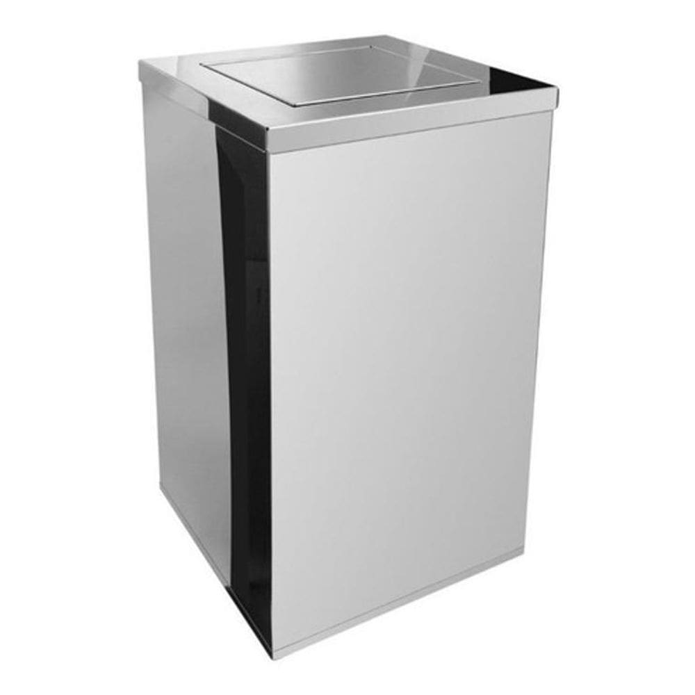 Lixeira Quadrada Em Aço Inox Com Tampa Vai-Vem 50 Litros