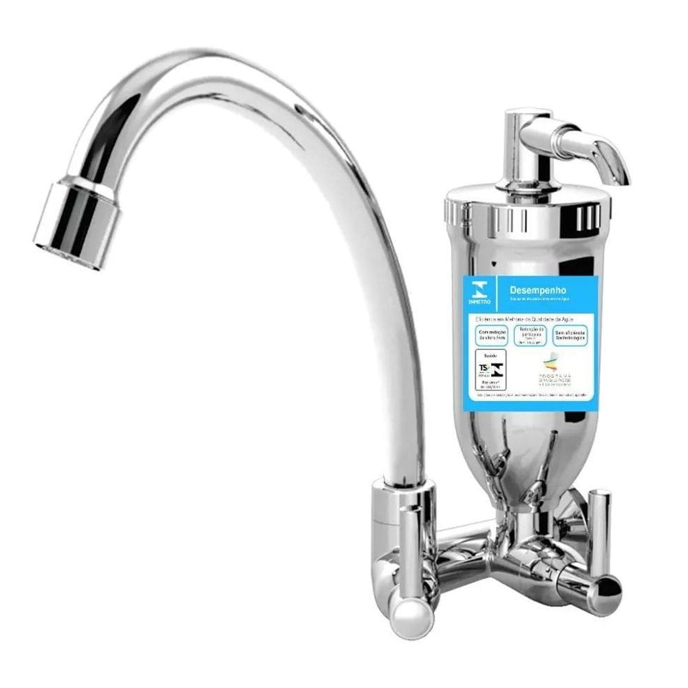 Torneira Filtro De Cozinha Parede Slim Cromado Volta C-72