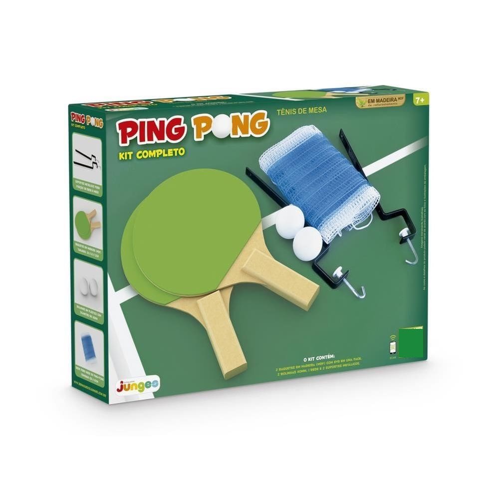Jogo Ping Pong Kit Completo Raquete Bola Suporte Rede - Junges 225