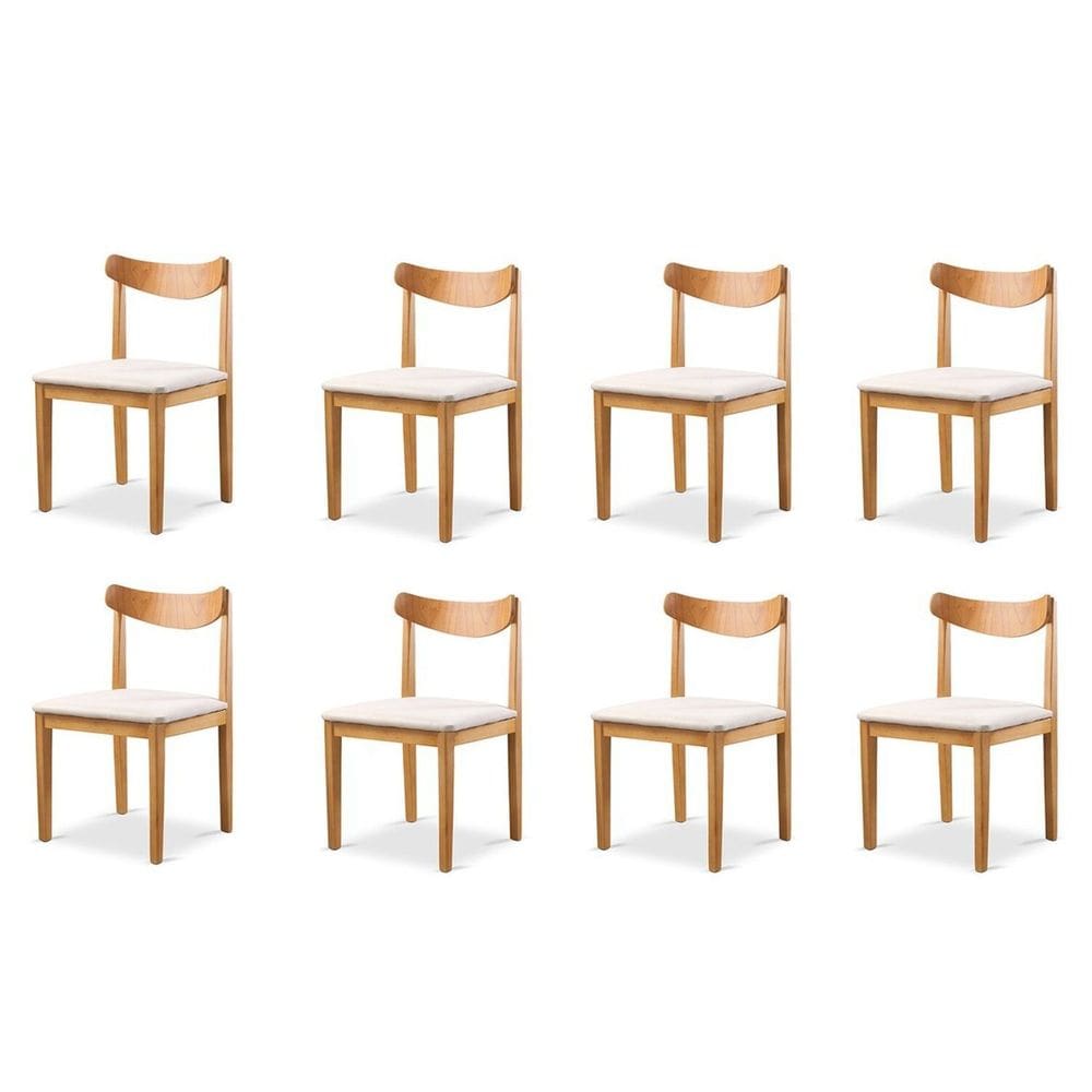 Kit 8 Cadeiras Sala de Jantar Aurora Nude/Mel