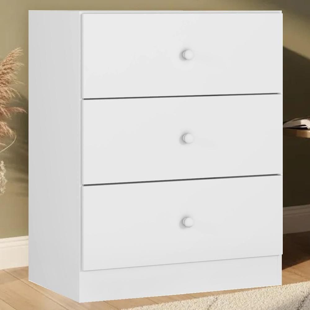 Comoda 3 Gavetas 95 Cm Louise Branco Reajl Moveis Branco