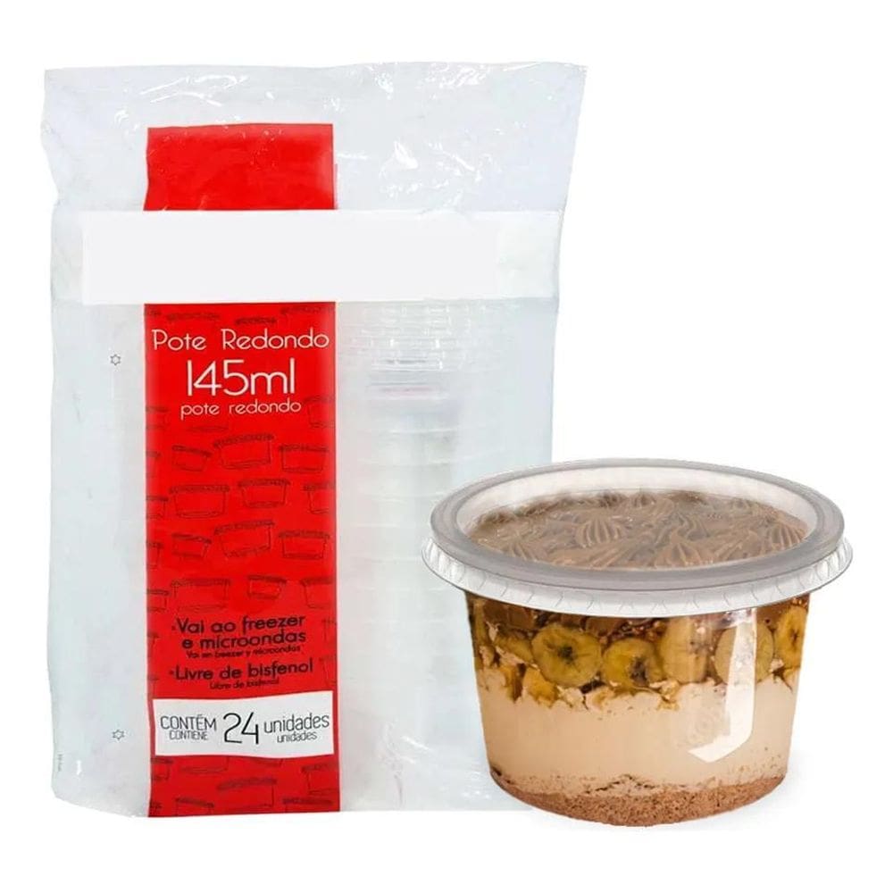 10X Pote Redondo Com Tampa Sobremesa 145Ml Doces Bolo Pote