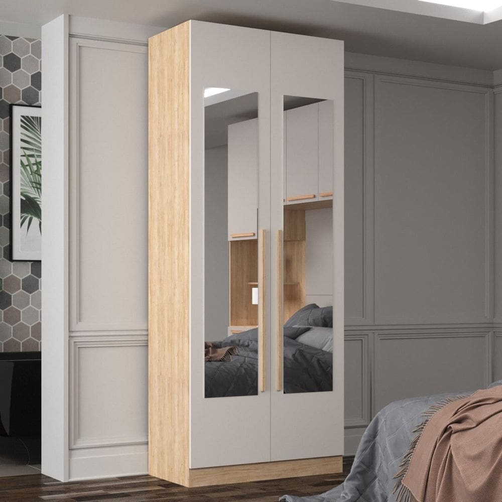 Guarda-roupa Modulado 2 Portas com Espelho San Diego Aveiro Oak/Cinza Urbano