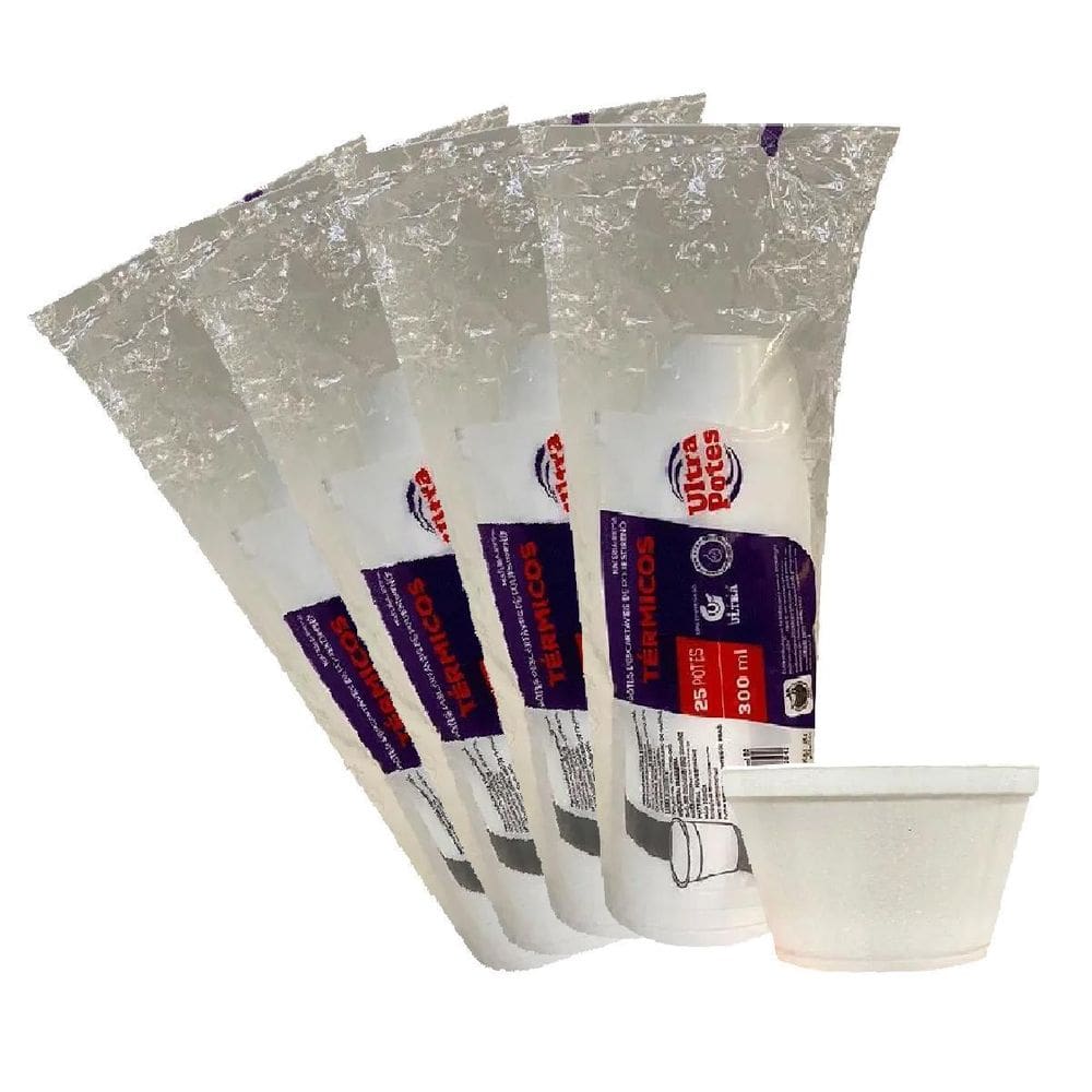 Pote Térmico De Isopor 300Ml Descartável C/100 Caldo Sorvete