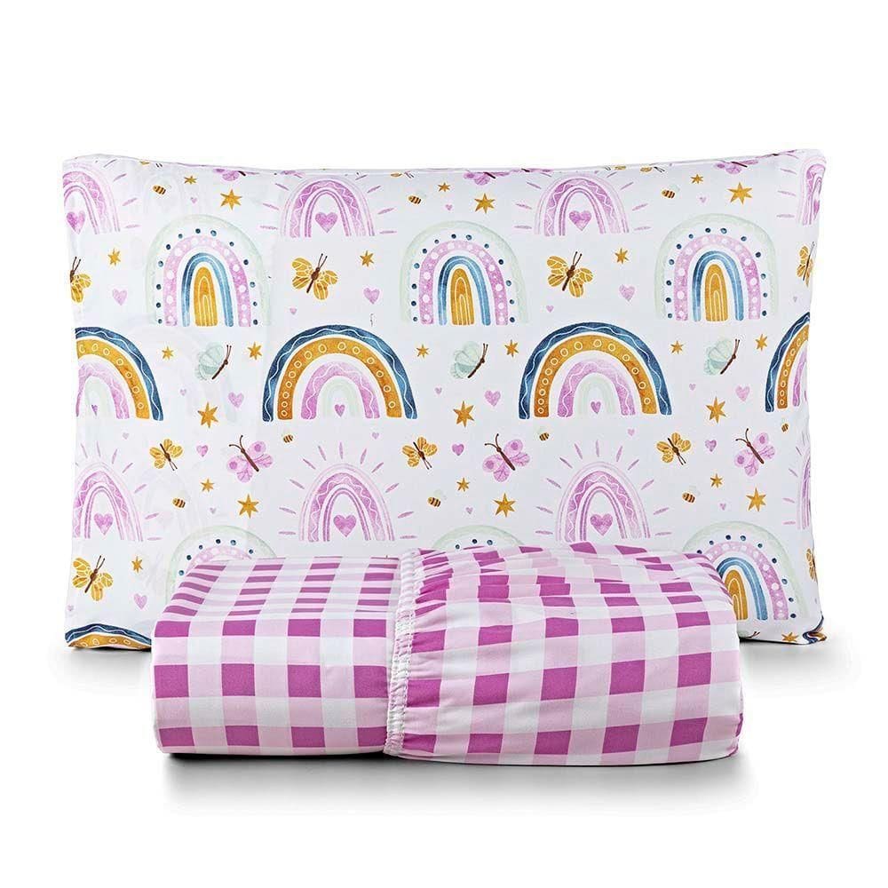 Jogo De Lençol Joy Kids Solteiro 2 Peças Micropercal 200 Fios Infantil - Rainbow - 100% Poliéster