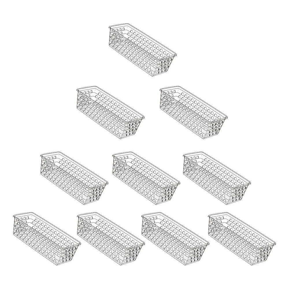 Kit 10 Cestos Organizador Multiuso Transparente 28X11X8Cm