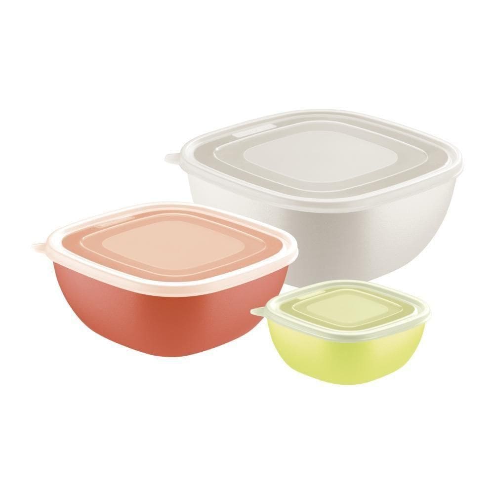 Jogo De Potes Tramontina Mixcolor Em Polipropileno Colorido Com Tampa Transparente 03 Peças