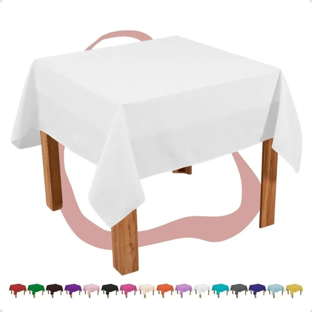 5 Toalha De Mesa Quadrada 1,50X1,50 Em Oxford Festa B Branco