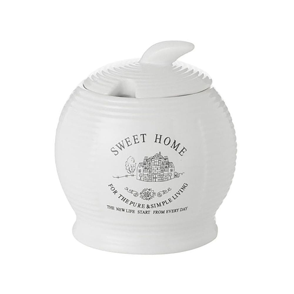 Açucareiro de Cerâmica Sweet Home Branco 11,5x8cm Lyor