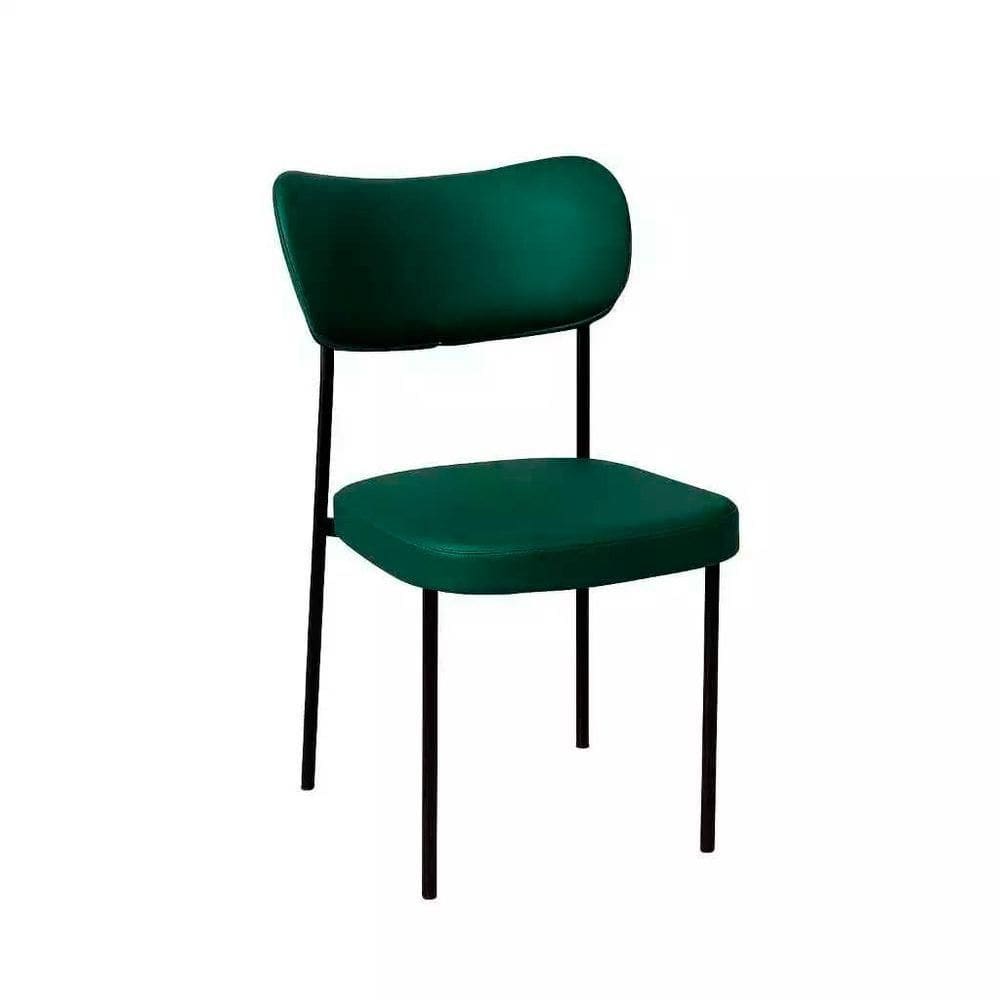 Cadeira Sala De Jantar Pés Em Aço Verona Sintetico Ds Home Sintético Verde