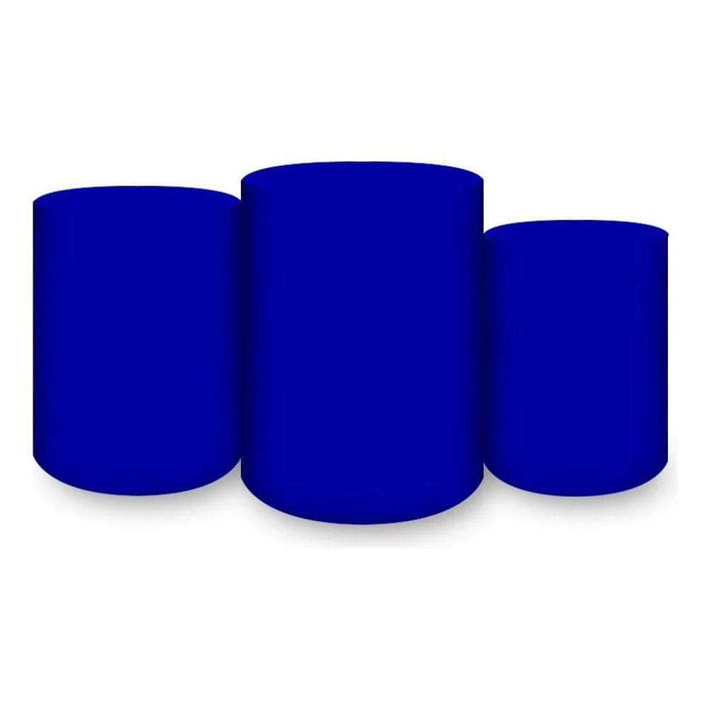 Trio Capas De Cilindro Sublimado Liso Em Tec Azul