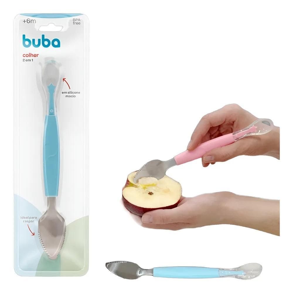 Colher 2 Em 1 Raspa Frutinha Em Silicone E Aço Inox Buba Az