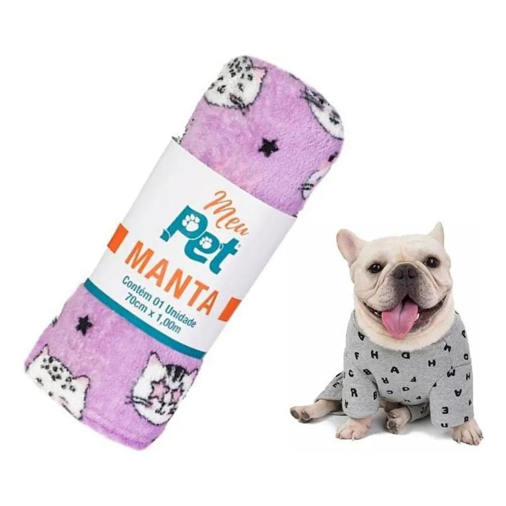 Manta Mantinha Cobertor Para Pet Cachorros Cã Lilás Cat