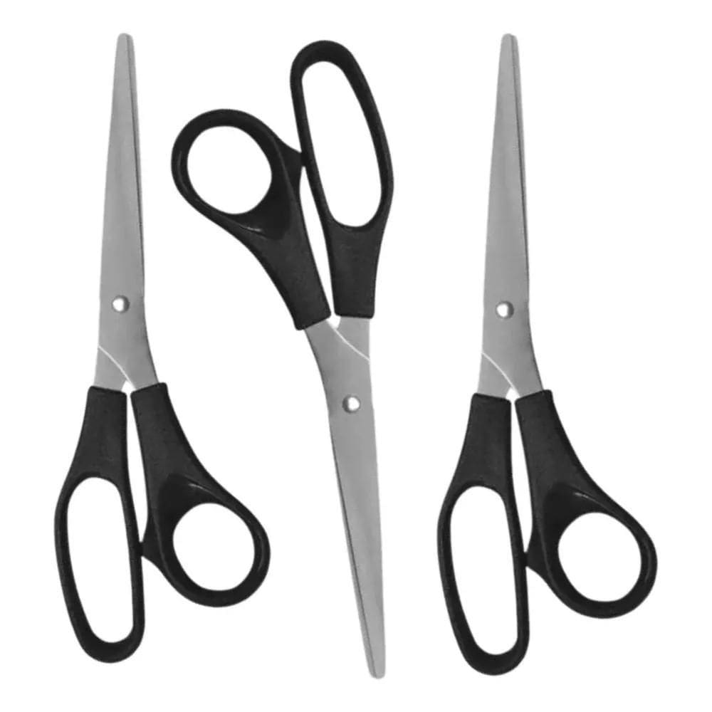 2X Tesoura Multiuso, Aço Inox Grande 21Cm Cabo Preto - Mp510