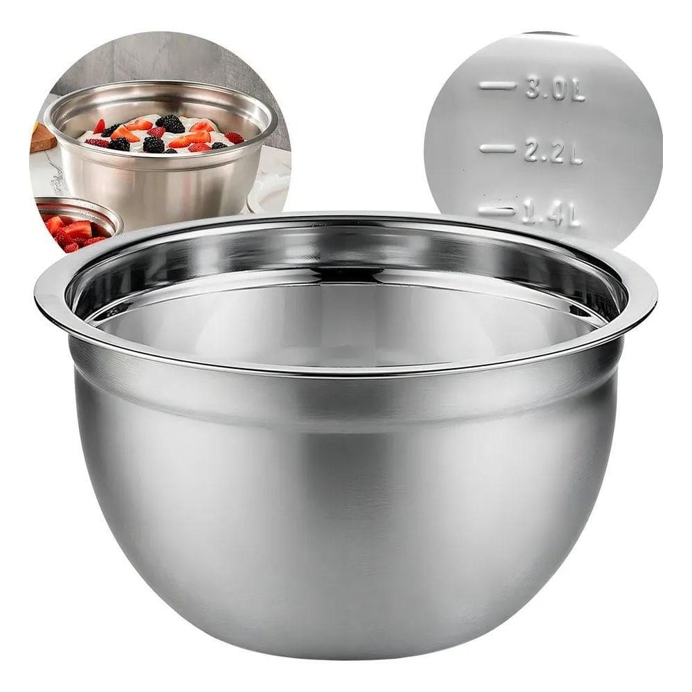 3X Tigelas Bows Mixing 26Cm 3L Bowl Aço Inox Kehome
