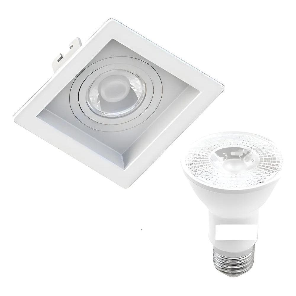 Embutido Par20 Recuado Quadrado + Lâmpada Led 7W 4000K Cor B